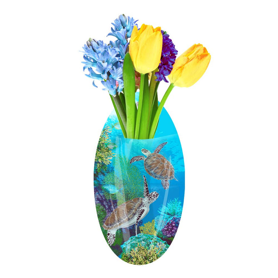 Sea Turtles Oval Suction Cup Vase